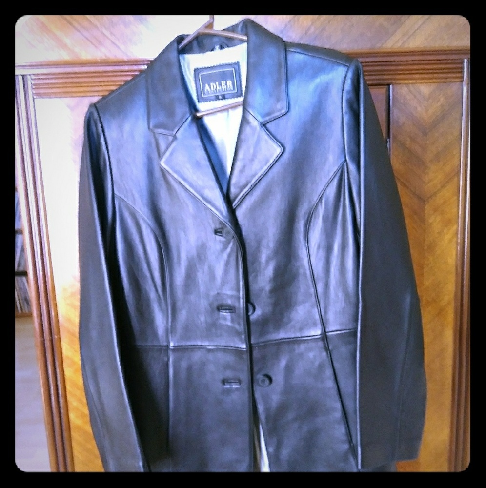 Womens black leather jacket