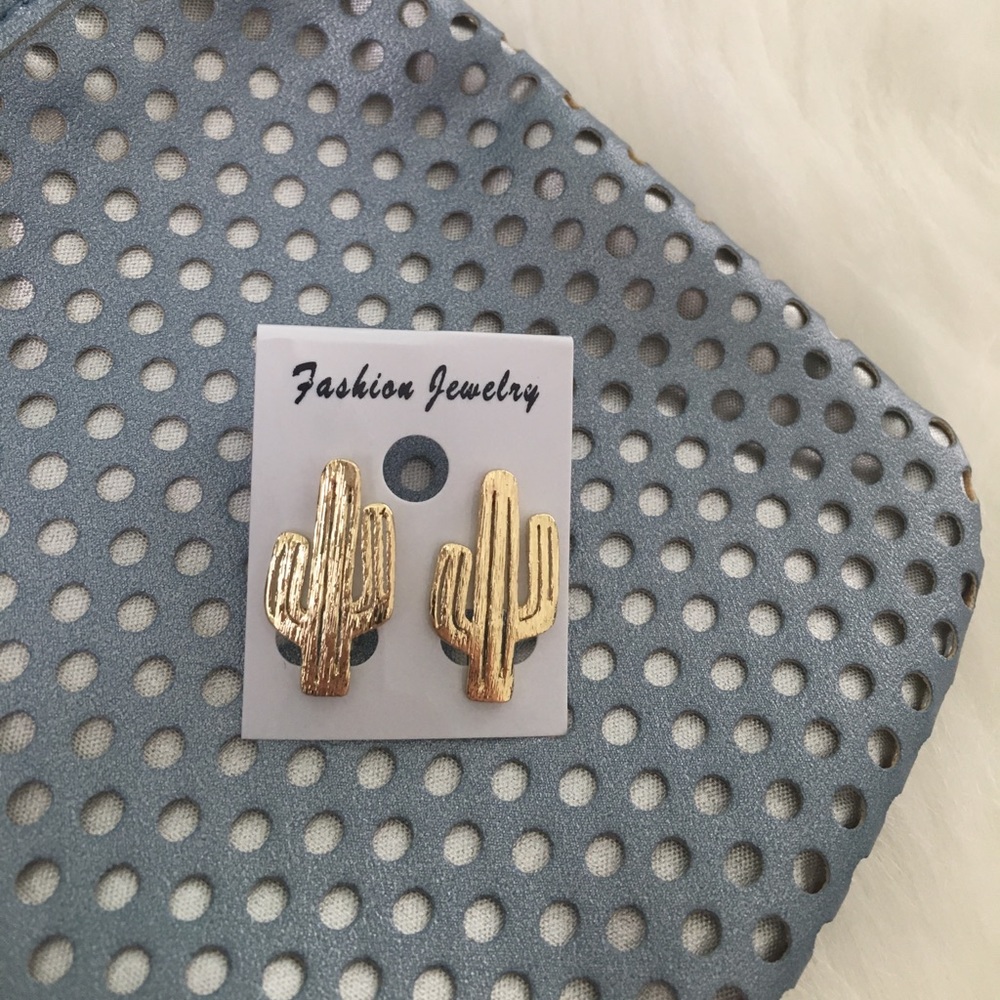 Cactus Desert Gold Plated Earrings