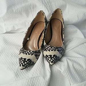 Textured and Patterned Black & White Heels