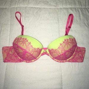Green and pink bra