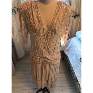 Blush 100% Silk beaded dress