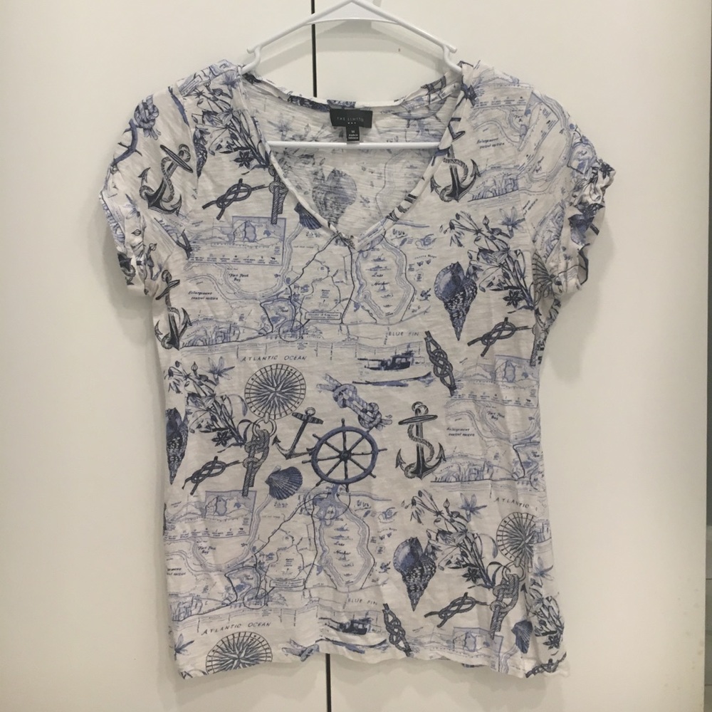 The Limited Blue & White Nautical T-Shirt Anchor