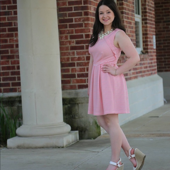 Red and White Pin Striped Dress - Picture 1 of 4