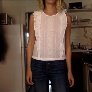 Madewell white tank top with eyelet pattern