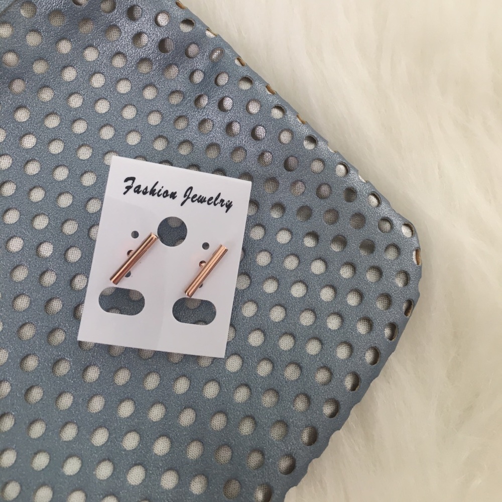 Simple Dainty Bar Rose Gold Earrings