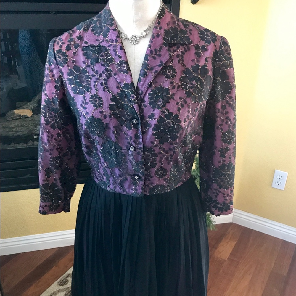 Gorgeous vintage purple and black sheer/lace dress