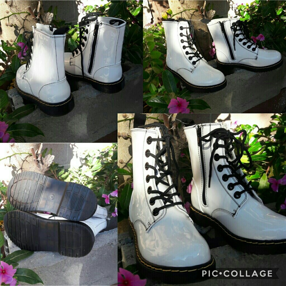 White Combat Boots