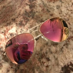 Diff Cruz pink/gold aviator sunglasses