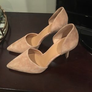 J Crew nude suede pumps
