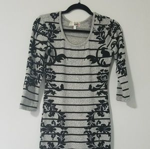 Black / Grey Striped Floral