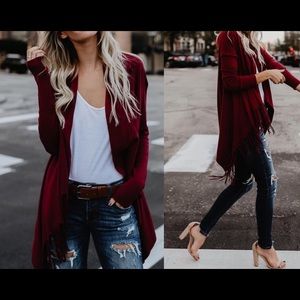 Fringe Merlot Cardigan!