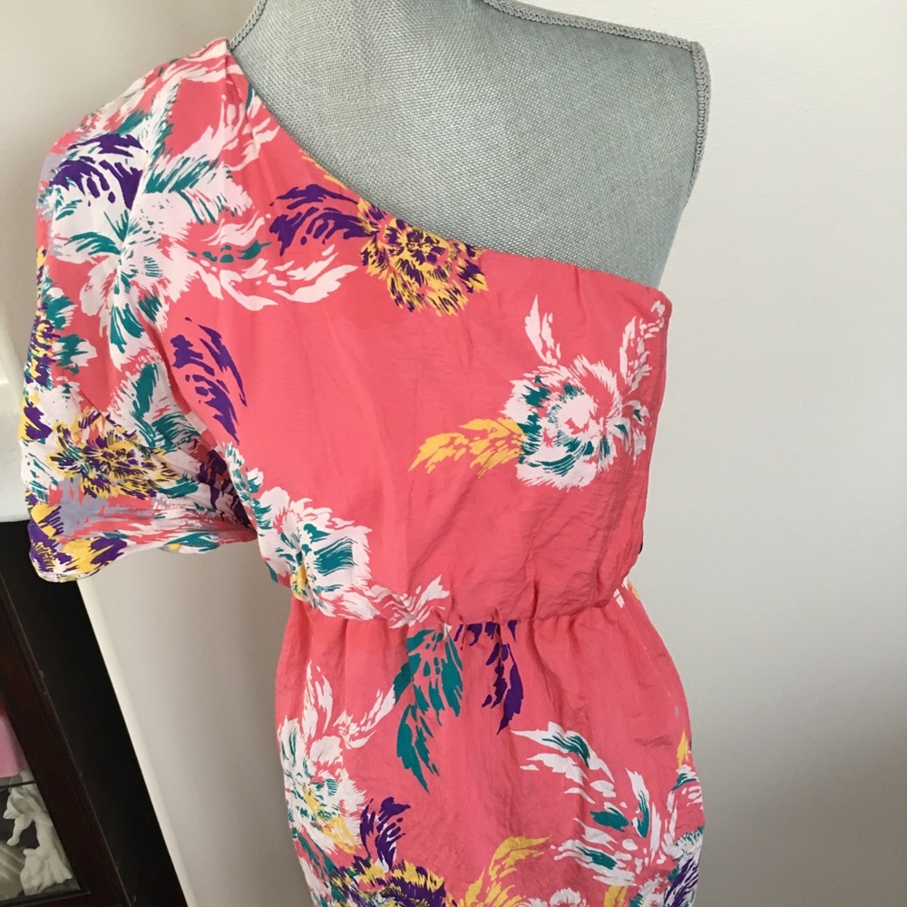 One shoulder floral dress