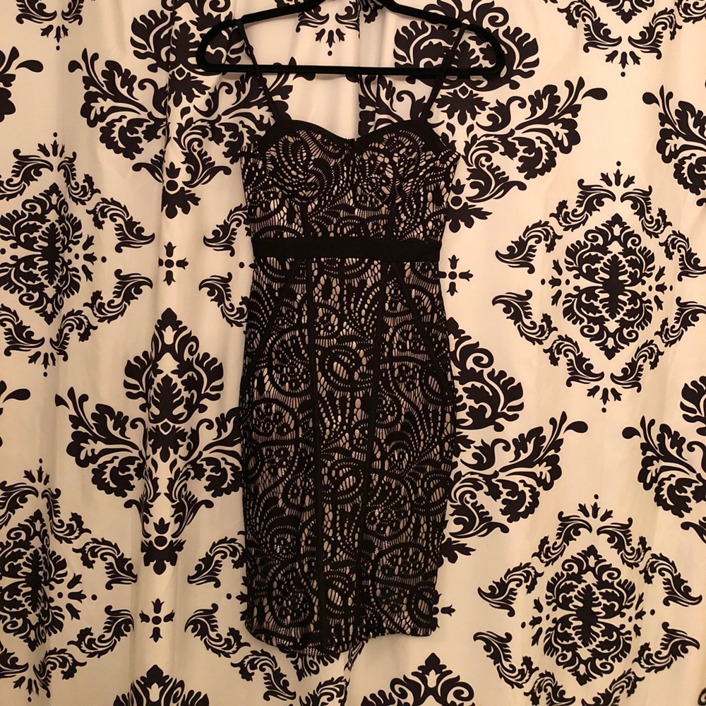 Black and gold cocktail dress