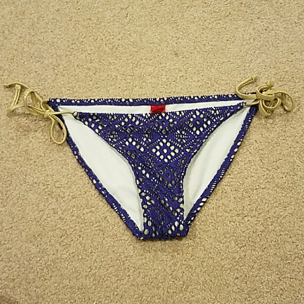 Blue and Gold Crochet Bikini Bottoms