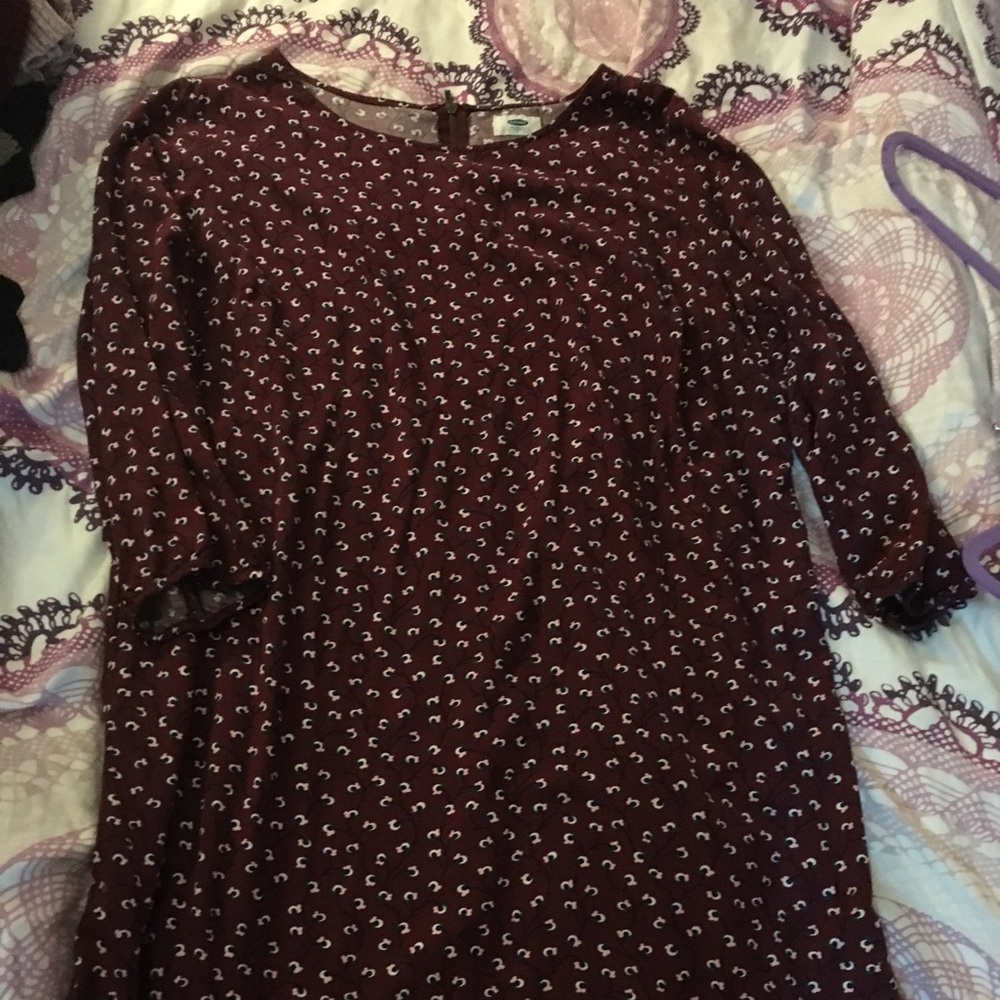 Old Navy Maroon Pattered Long Dress