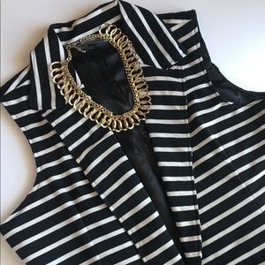 Black White Stripped Vest Medium
