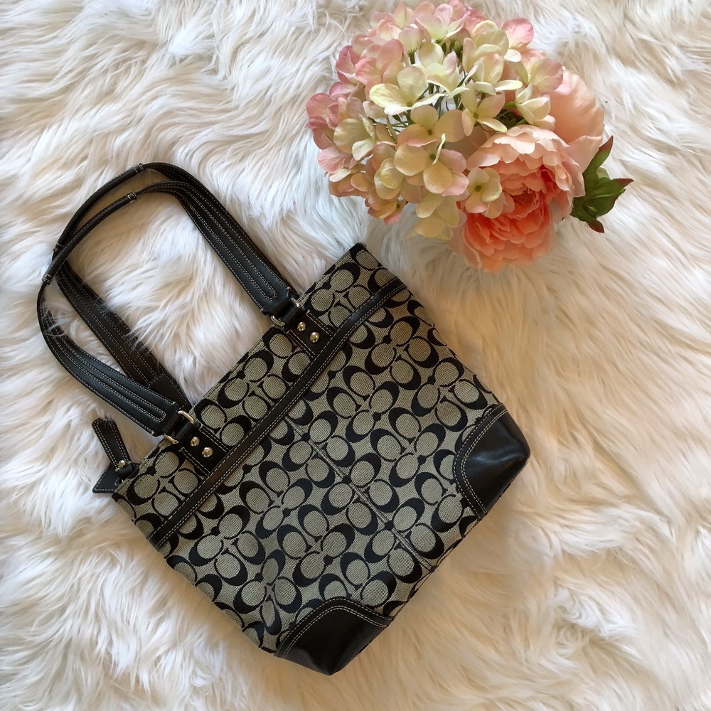 Coach Bag Black And Gray Purse - Picture 5 of 7