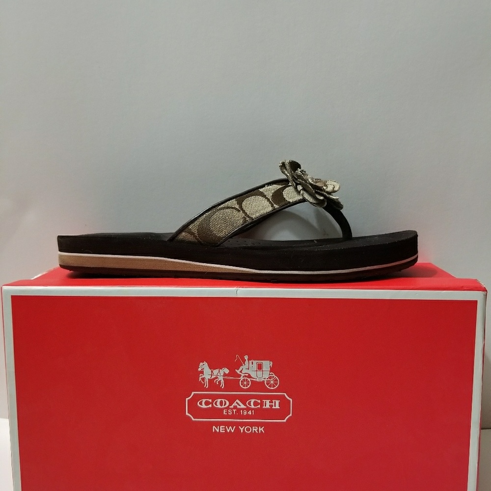 Coach Jillian Signature Jacquard Flipflops