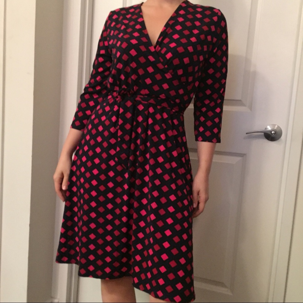 Black/pink/red diamond dress