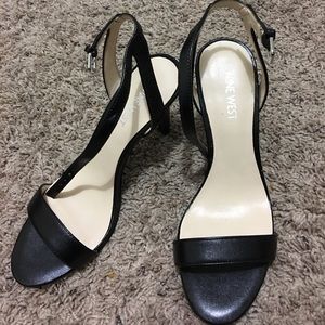 Nine West black one strap heels