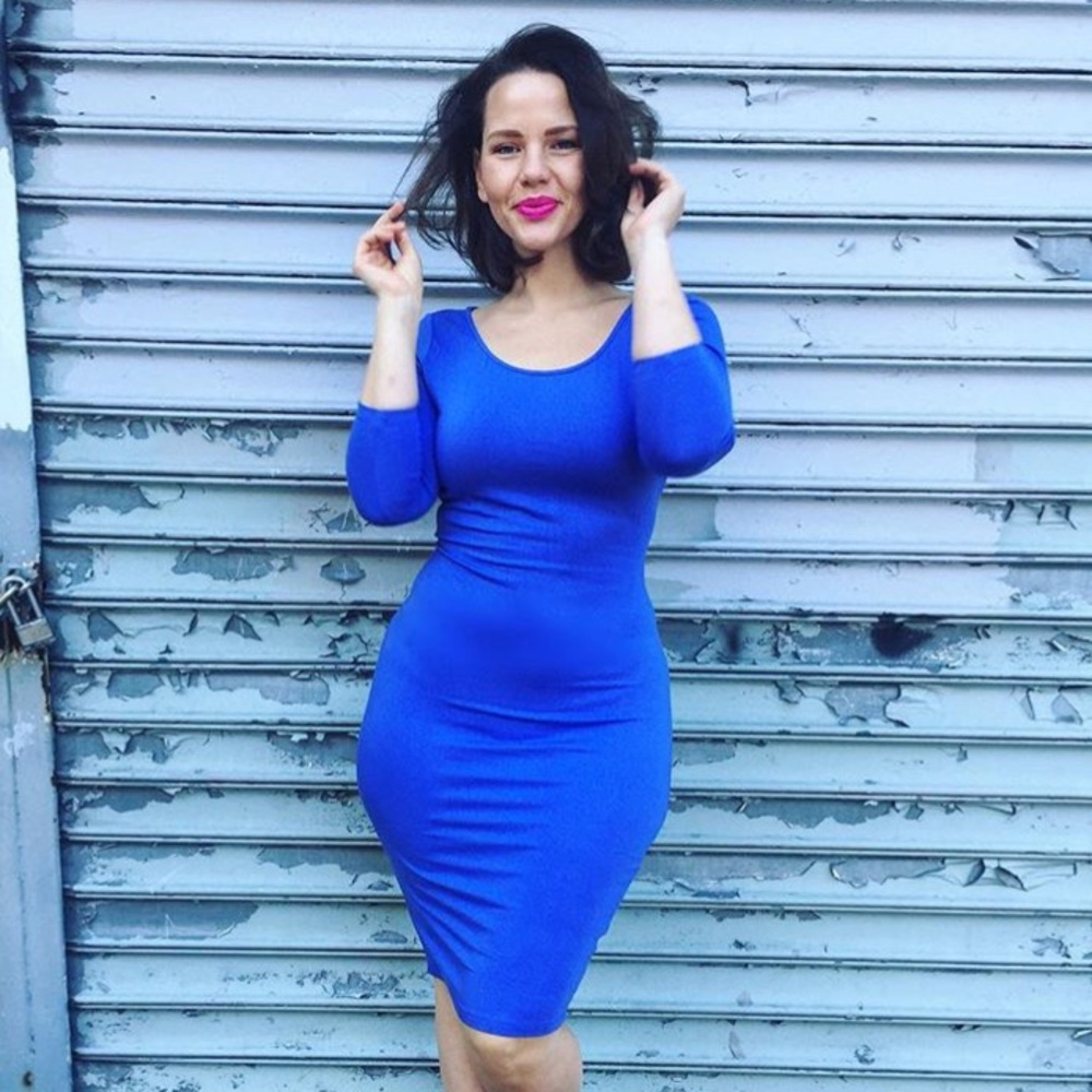 Blue body con dress