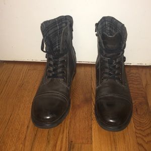 Male distressed leather boots