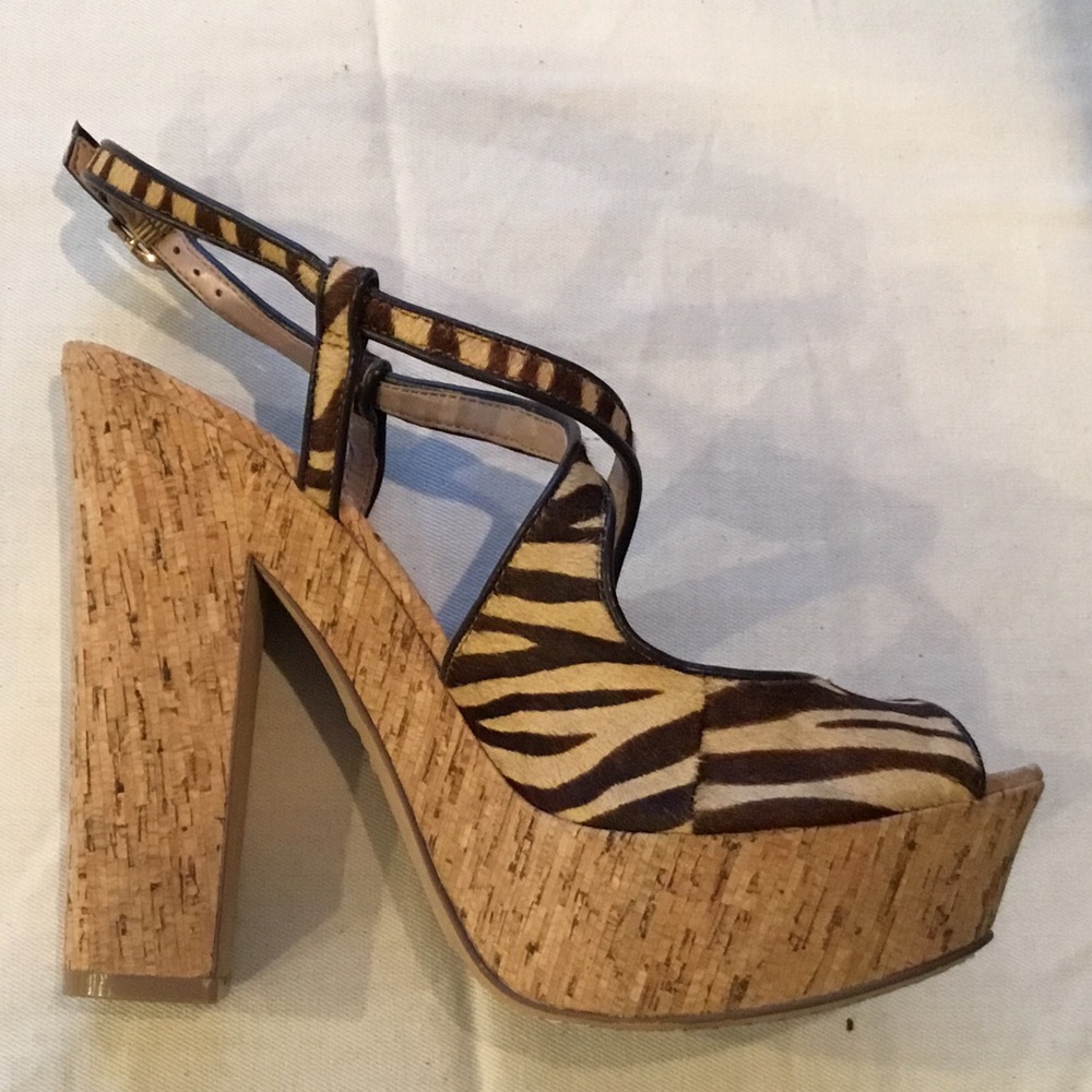 Vince Camuto DeVille Cork Pony Heels size 8 eu 38 - Picture 2 of 4
