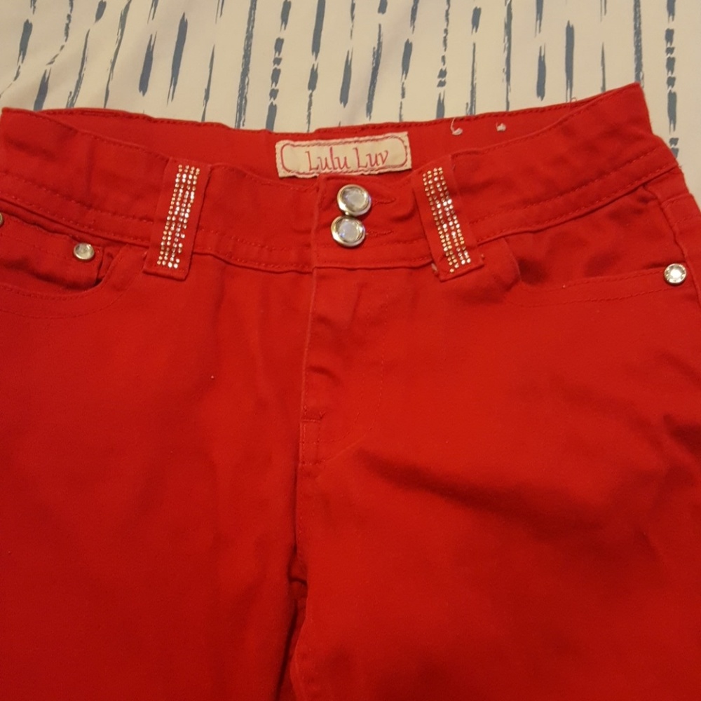 Red jeweled pants