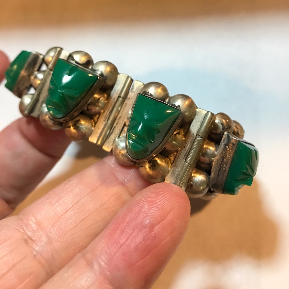 Vintage Taxco Sterling Bracelet w Aztec Masks