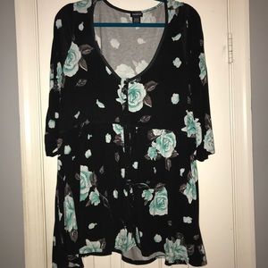 Teal floral tunic