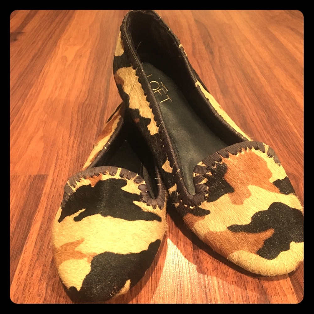Ann Taylor's Loft Camo Calf Hair Loafers