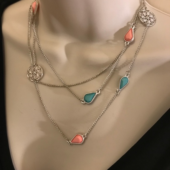 Gorgeous multicolored long necklace - Picture 1 of 4