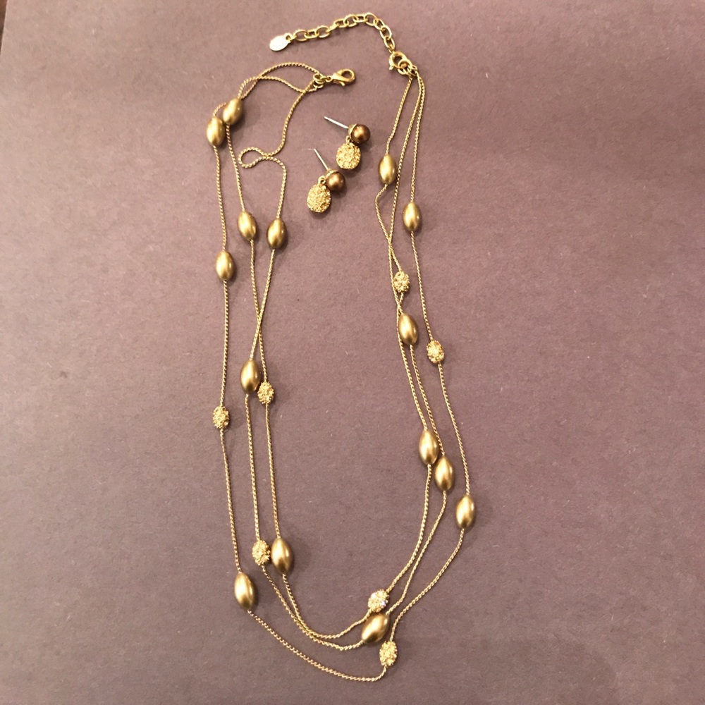 Bronze/Gold Monet necklace & earrings.