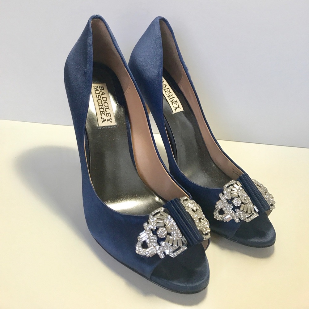 Badgley Mischka Royal Blue Peep Toe Pumps