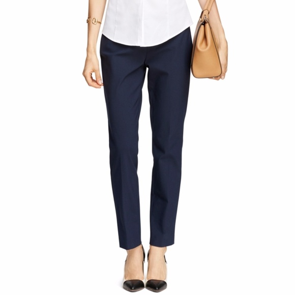 BROOKS BROTHERS Blue & White Etched Floral Print Natalie Ankle Trouser Pants NWT - Picture 7 of 7