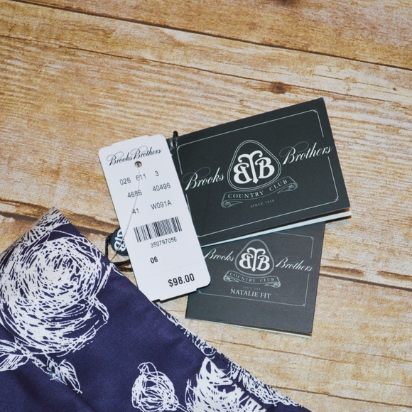 BROOKS BROTHERS Blue & White Etched Floral Print Natalie Ankle Trouser Pants NWT - Picture 6 of 7