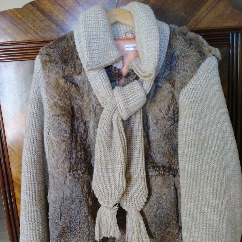 Rabbit fur knit sweater