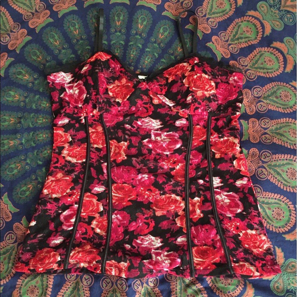 Faux Corset Top - Roses