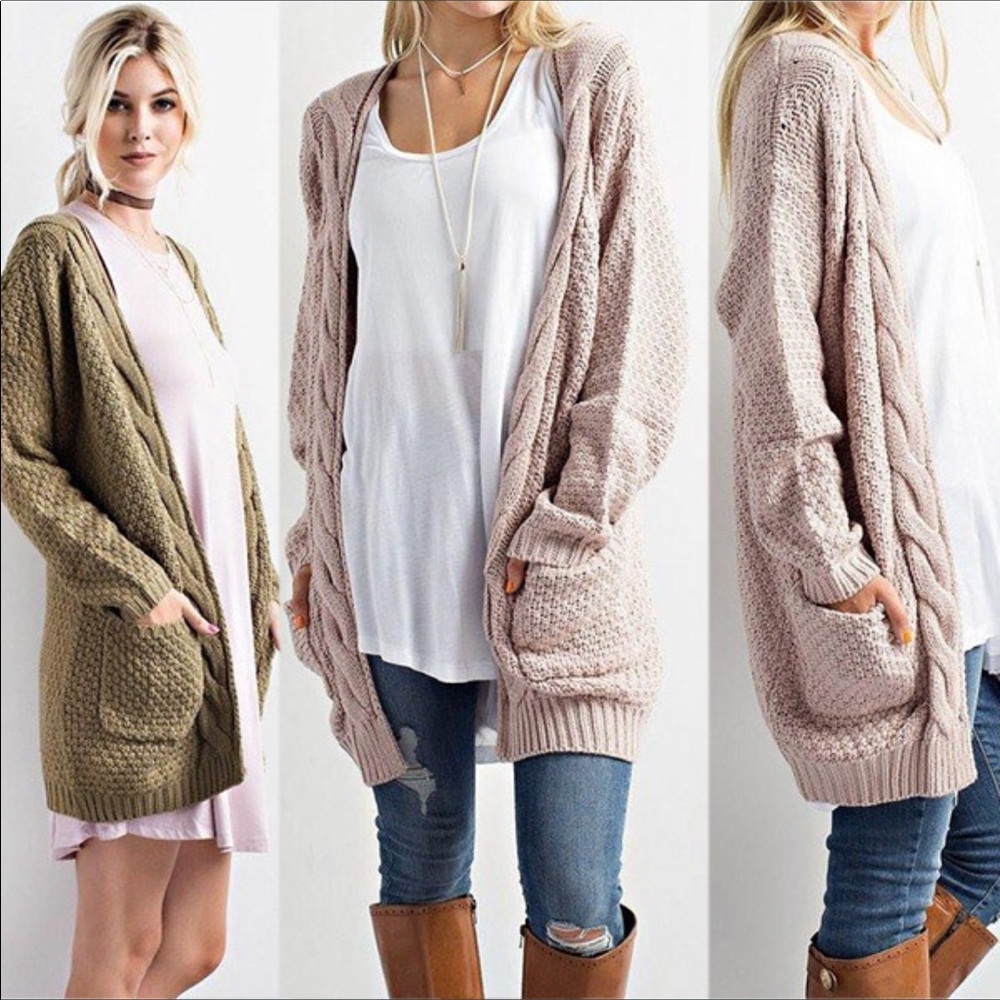Long Sleeve Open Knit Cardigan
