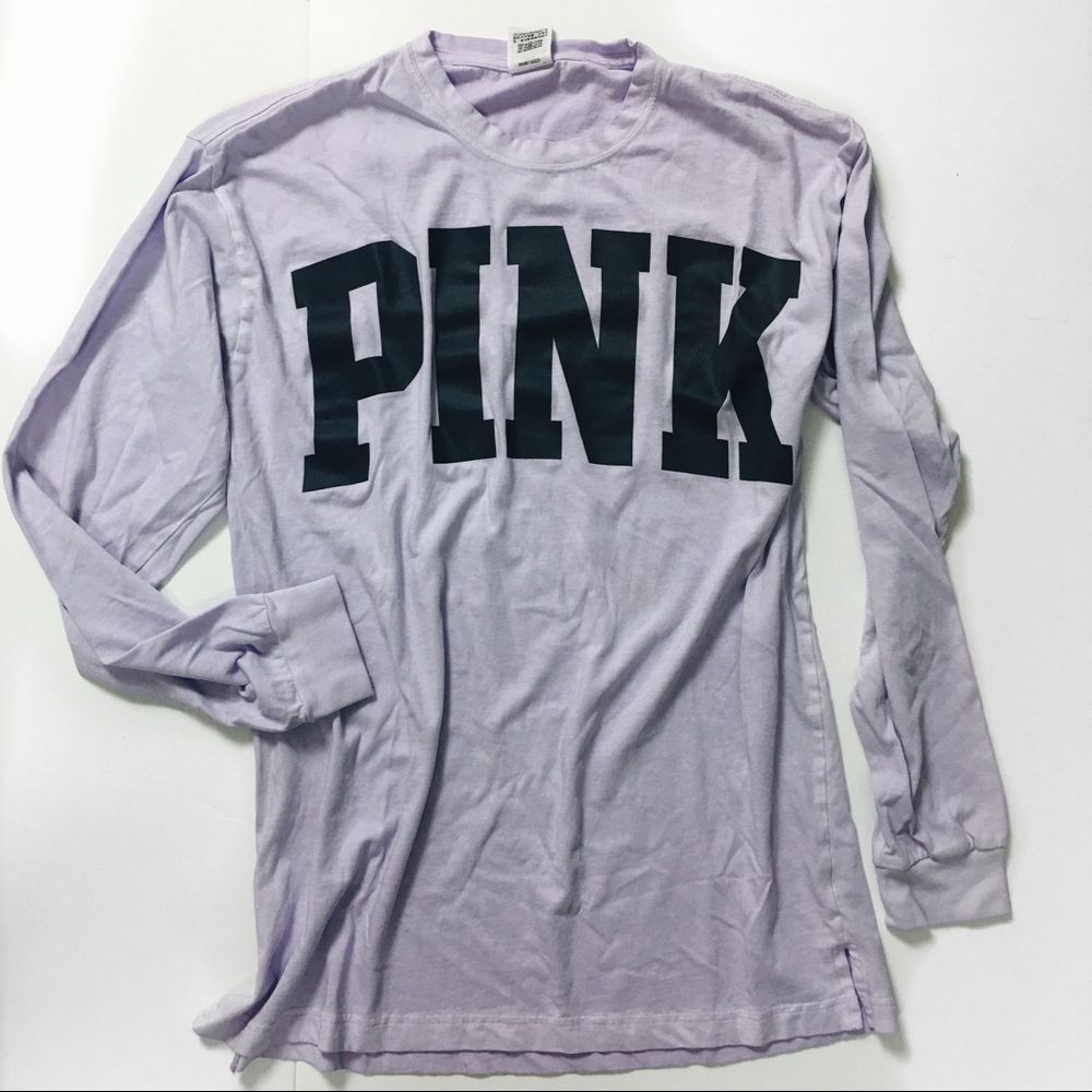 🆕🦄PINK Vintage Washed Long Sleeve Campus Tee
