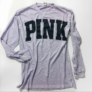 🆕🦄PINK Vintage Washed Long Sleeve Campus Tee