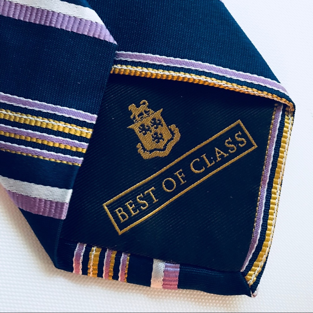 Robert Talbott Best of Class Silk Navy Stripe Tie - Picture 3 of 4