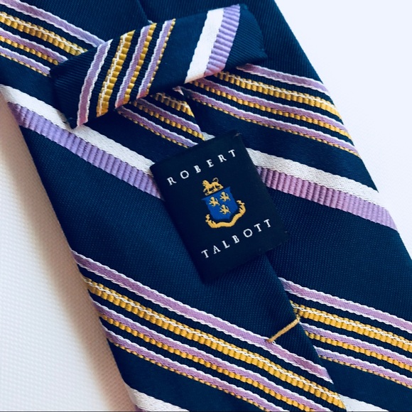 Robert Talbott Best of Class Silk Navy Stripe Tie - Picture 2 of 4