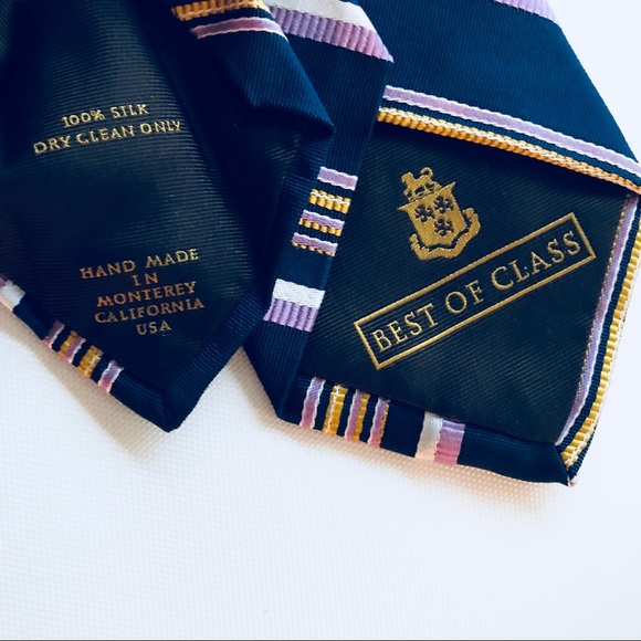 Robert Talbott Best of Class Silk Navy Stripe Tie - Picture 4 of 4