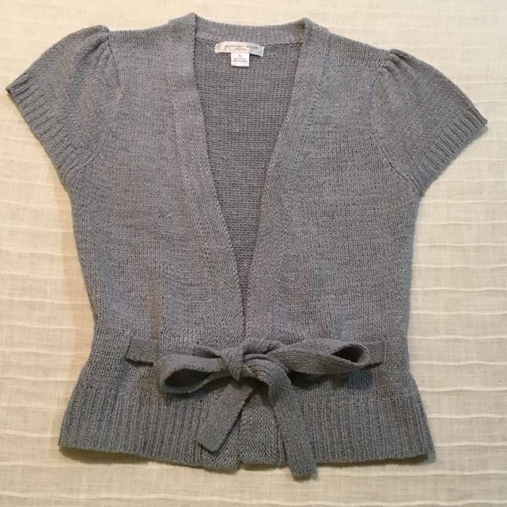 August Silk short sleeved cardigan sweater