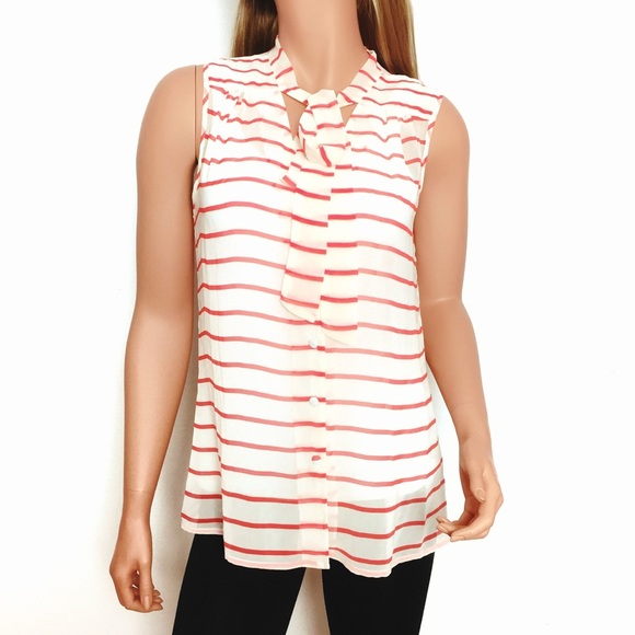 Banana Republic Tops - Banana Republic Striped Sleeveless Chiffon Blouse