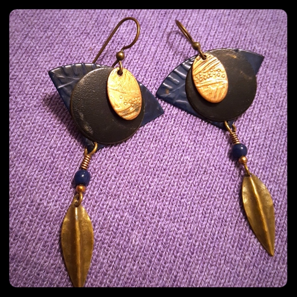 Art deco layered earrings