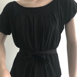 Black Waist Tie Top
