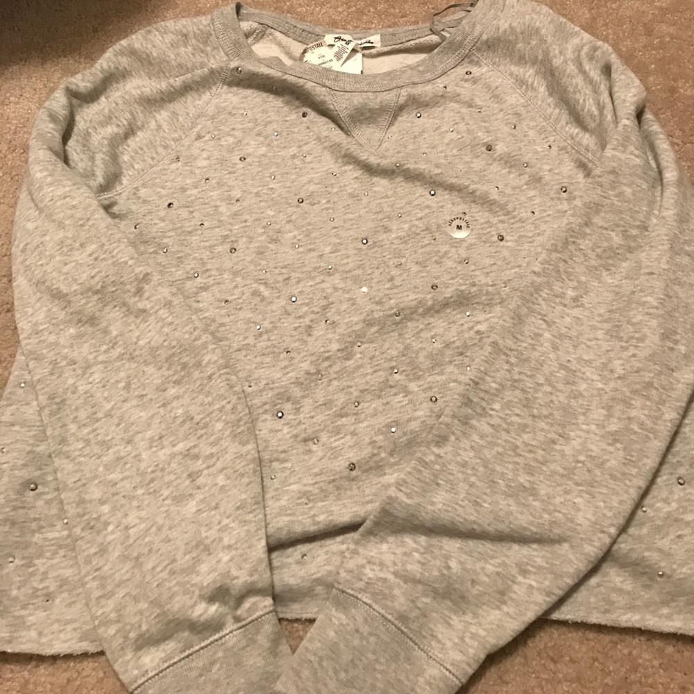 NWT Aeropostale Sparkle Crop Gray Sweatshirt Med