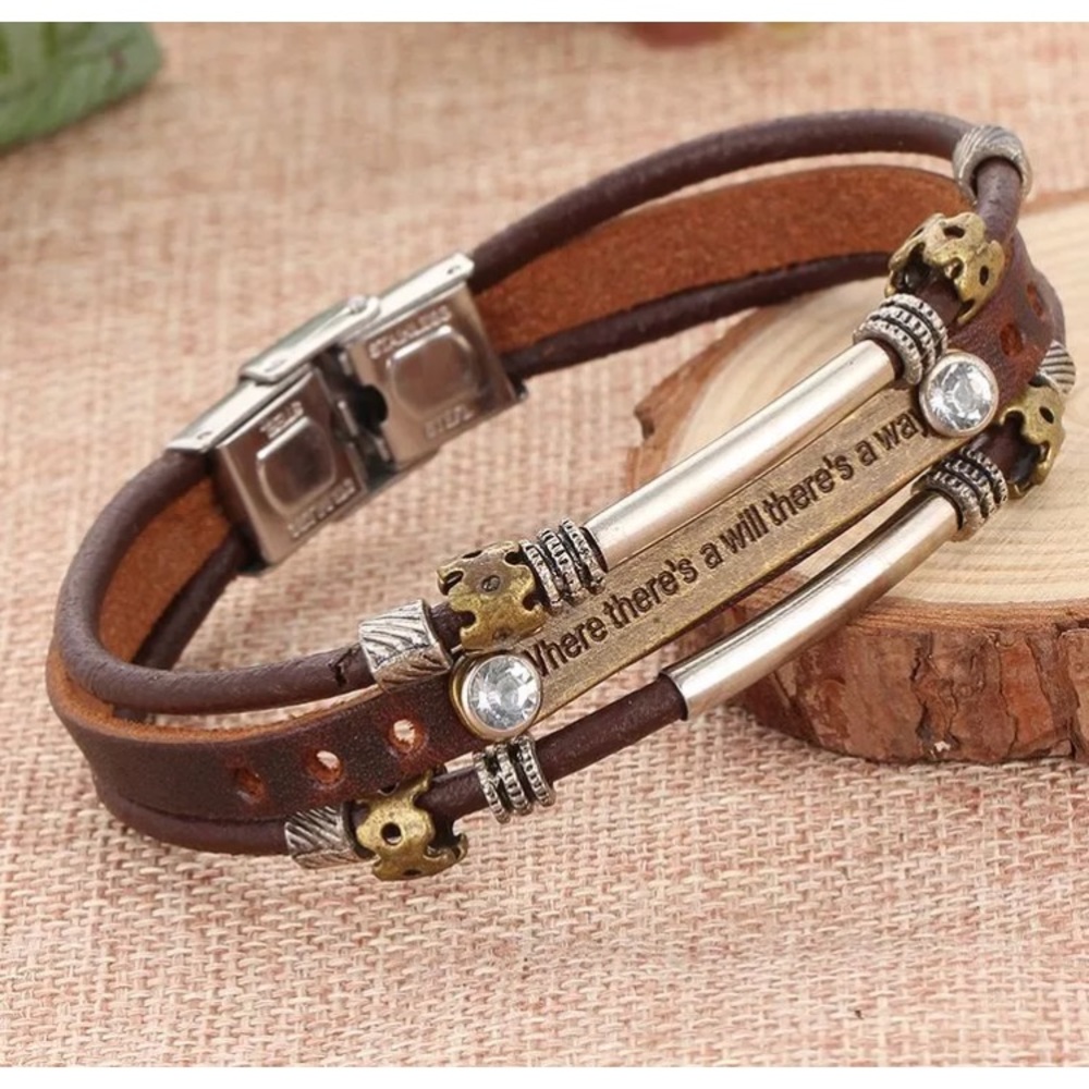 💰SALE💰Leather Steel Studded unisex bracelet
